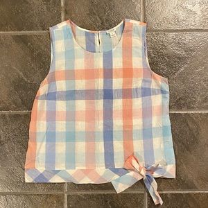 J. Crew Factory Size 12 gingham side-tie shell tank EUC